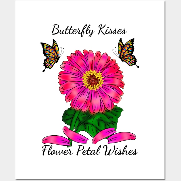 Butterfly Kisses Flower Petal Wishes Pink Gerbera Daisy Wall Art by SpecialTs